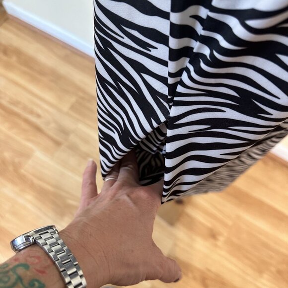 Zebra Print Womens Midi Dress V Neck Short Sleeve MuMu Housedress Loungewear - Picture 7 of 9